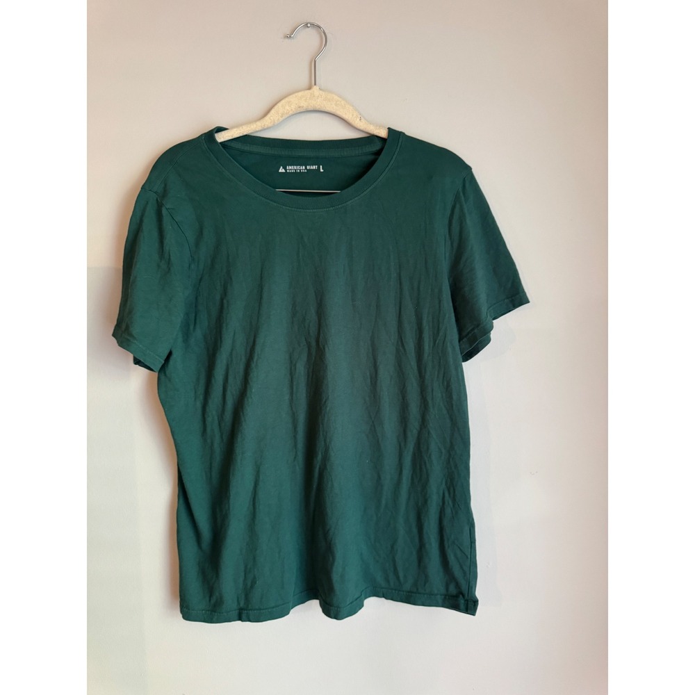 American Giant Mens Premium Cotton Crewneck T-Shirt Forest Green L Made in USA